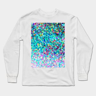 Aqua Blue Multicolored Abstract Art Shapes Pattern Long Sleeve T-Shirt